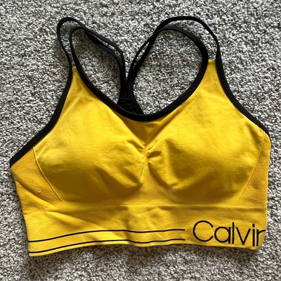 Calvin Klein Yellow Sports Bra - Picture 1 of 3